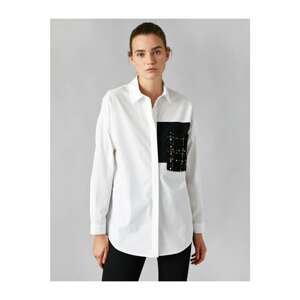Koton Women's White Buttoned Pocket Shirt