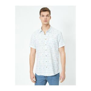 Koton Men's Blue Patterned Short Sleeve Shirt