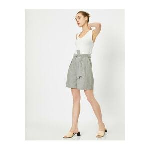 Koton High Waist Belted Casual Shorts