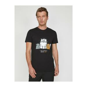 Koton Men's Black Printed T-Shirt