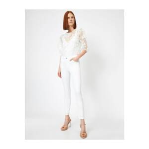 Koton Women's White Slim Fit Trousers
