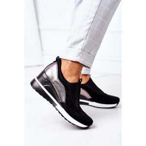 Slip-On Wedge Sneakers Vinceza 10593 Black-Silver