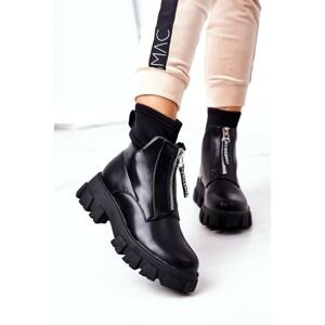 Women's Platform Boots With A Zipper Black Cheers