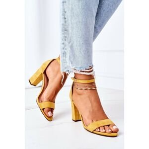 Suede High Heel Sandals Yellow Florence