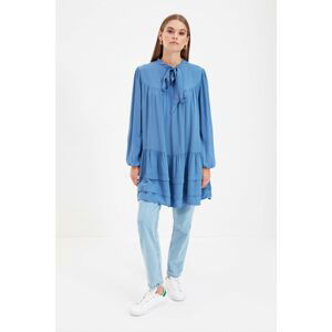 Trendyol Blue Scarf Collar Tunic