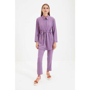 Trendyol Lilac Shirt Collar Belted Bottom-Top Suit