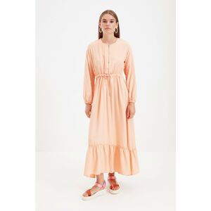 Trendyol Salmon Crew Neck Belted Dress