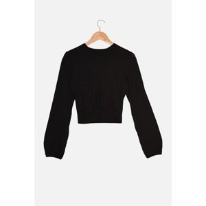 Trendyol Black Asymmetrical Detailed Knitted Blouse