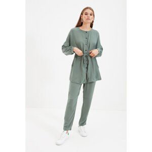 Trendyol Mint Crew Collar Belted Bottom-Top Set