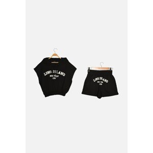 Trendyol Black Printed Knitted Bottom-Top Set