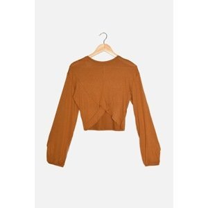 Trendyol Cinnamon Asymmetrical Detailed Knitted Blouse