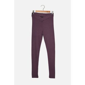 Trendyol Plum Waist Cross Detailed Knitted Leggings