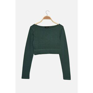 Trendyol Green Bedspread Stitched Crop Knitted Blouse