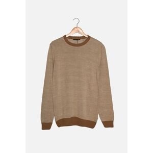 Trendyol Mink Men Slim Fit Crew Neck Contrast Color Detailed Sweater