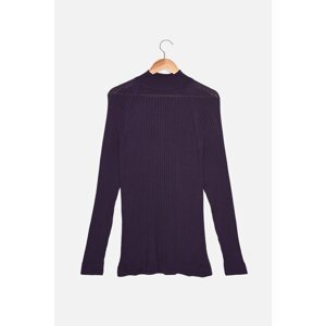 Trendyol Dark Purple Men's Slim Fit Half Turtleneck Rubber Knitted Sweater