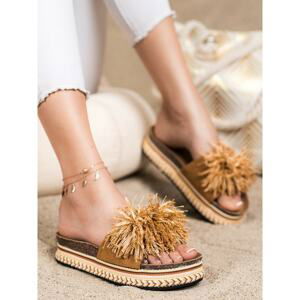 SHELOVET FASHIONABLE FLIP-FLOPS WITH TASSELS