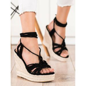 SEASTAR TIED SANDALS ON A HIGH WEDGED