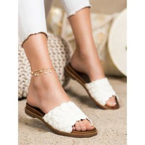 SHELOVET WHITE BRAIDED FLIP-FLOPS