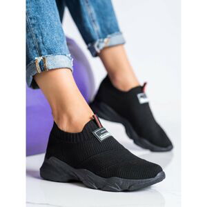 SHELOVET BLACK RE-SUED FASHION SNEAKERS