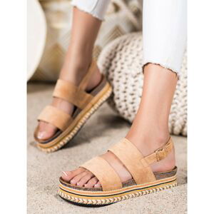 IDEAL SHOES SUEDE SANDALS ON THE PLATFORM