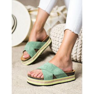 SHELOVET GREEN FLIP-FLOPS IN THE BACK