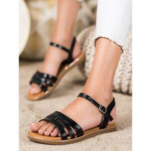 CM PARIS BLACK SANDALS WITH STRAPS