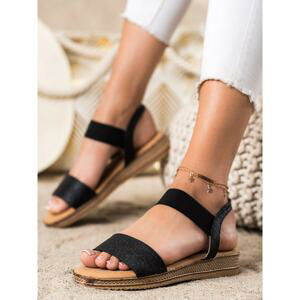 QUEENTINA BLACK SANDALS WITH GLITTER