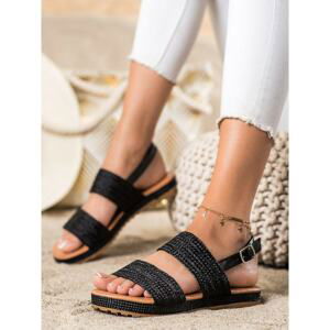 MANNIKA BLACK BRAIDED SANDALS