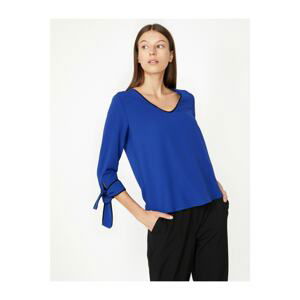 Koton Women's Blue Sleeve Detailed Blouse