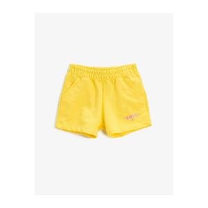 Koton Girl Yellow Glitter Printed Shorts