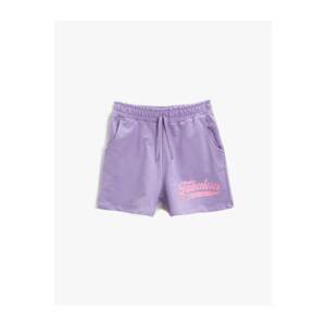 Koton Girl Lilac Slogan Sort Cotton