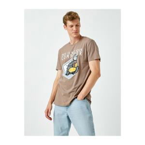 Koton Men's Slogan T-Shirt Cat Printed