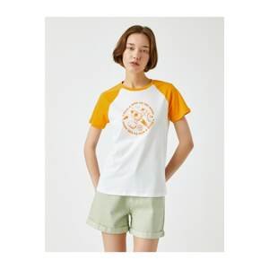 Koton Women's Printed Cotton Color Block T-Shirt
