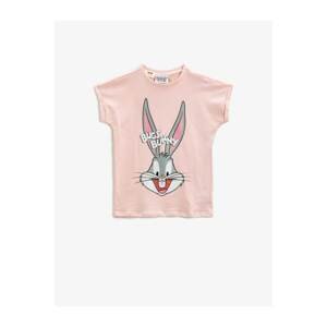 Koton Girl's Pink Bugs Bunny Licensed Printed Short Sleeve Cotton T-Shirt