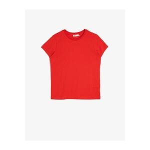 Koton Girl Red Crew Neck T-Shirt