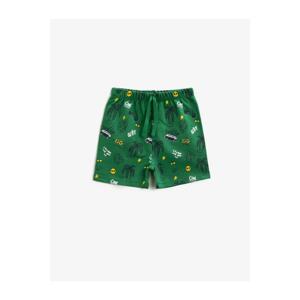 Koton Baby Boy Green Printed Cotton Tie Waist Shorts