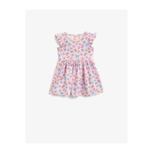 Koton Baby Girl Pink Girl Printed Dress Ruffled Cotton