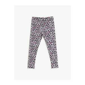 Koton Girl's Gray Leopard Patterned Normal Waist Leggings