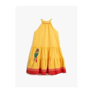 Koton Girl Yellow Sequin Dress Color Block Cotton