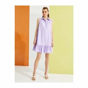 Koton Women's Lilac Shirt Collar Dress Cotton