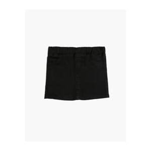 Koton Girl Black Cotton Pocket Jean Skirt