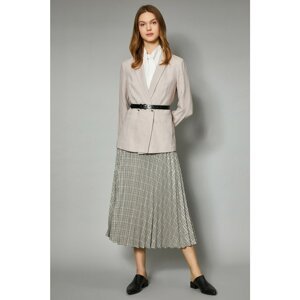 Koton Women's Brown Checkered Pleated Midi Skirt