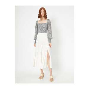 Koton Women's Ecru Skirtly Yours Styled By Melis Agazat Ruffle Detailed Skirt