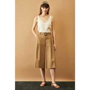 Koton Women's Brown Belt Detailed Trousers