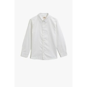 Koton Boy Cotton Polka Dot Classic Collar Long Sleeve White Shirt