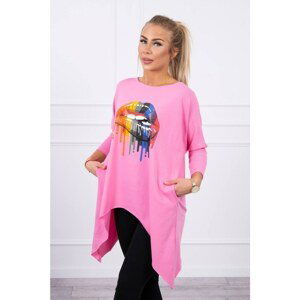 Oversize rainbow lip blouse light pink