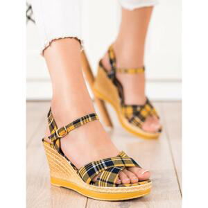 SHELOVET CHECKERED WEDG SANDALS