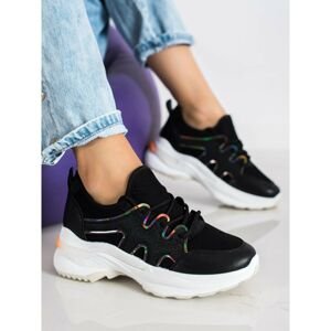 SHELOVET BLACK SNEAKERS WITH MESH