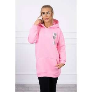 Hoodie with patches of light pink color