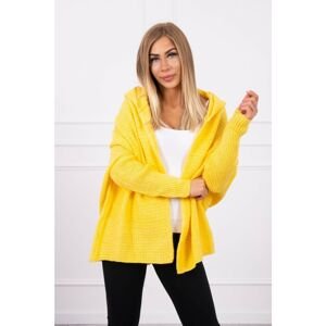 Hooded sweater with batwing sleeve yellow